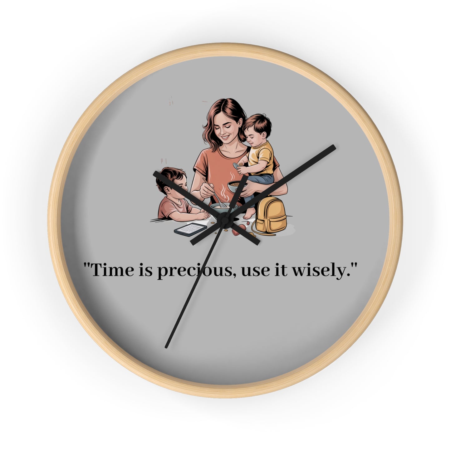 Inspirational Wall Clock for Moms, Family Timepiece, Gift for Mother's Day, Home Decor, Time Management Motivational Wall Art