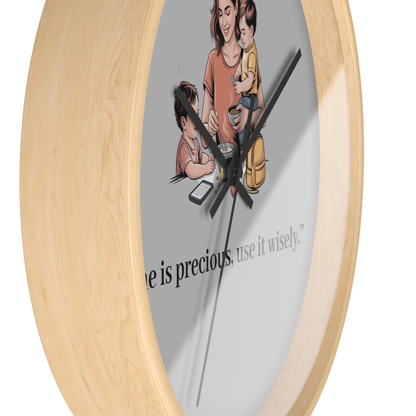 Inspirational Wall Clock for Moms, Family Timepiece, Gift for Mother's Day, Home Decor, Time Management Motivational Wall Art