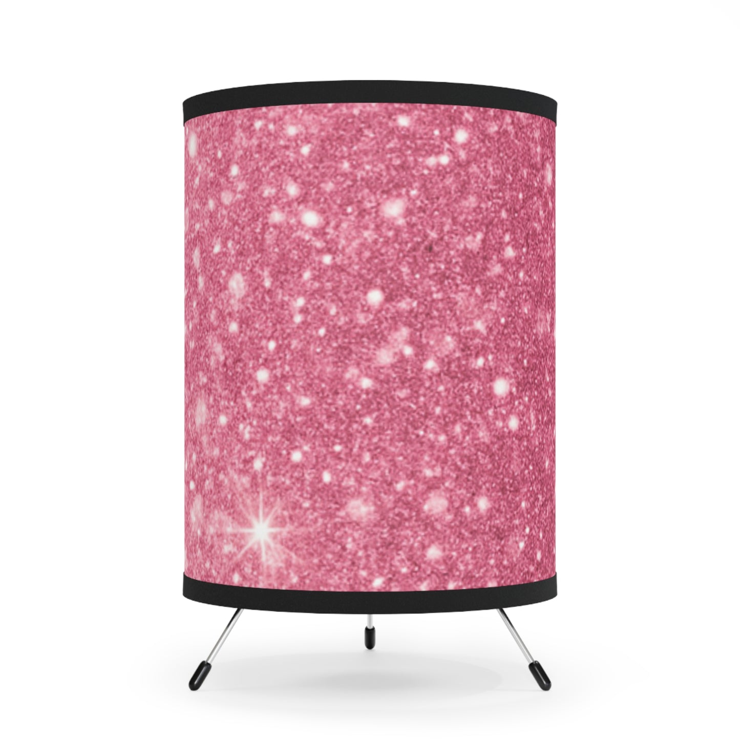 Pink Glitter Tripod Lampshade | Soft Ambient Lighting, Modern Decor, Bedroom, Living Room, Gift for Her, Home Accent