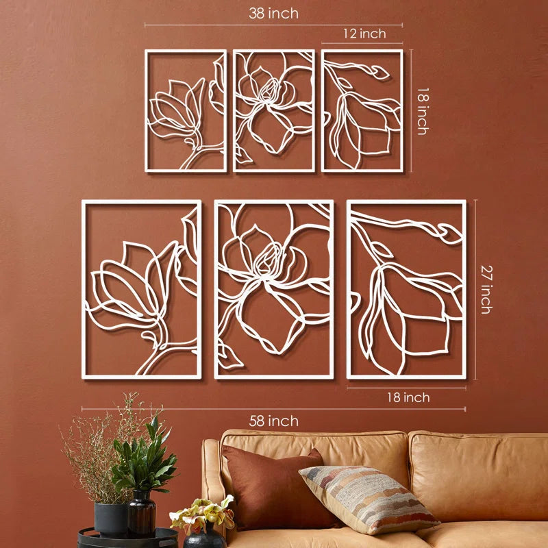 Metal Floral Wall Decor Set - 3 Piece Wall Art