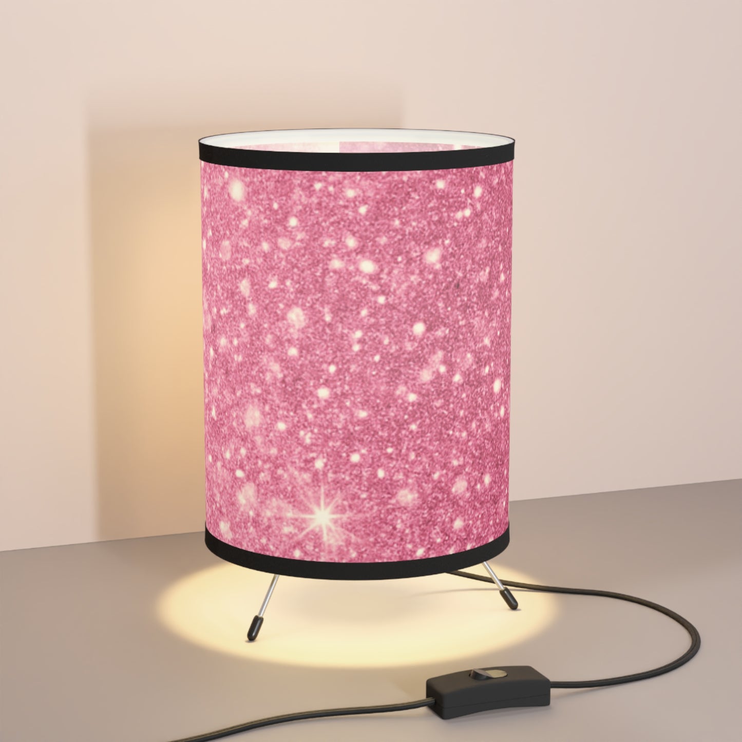 Pink Glitter Tripod Lampshade | Soft Ambient Lighting, Modern Decor, Bedroom, Living Room, Gift for Her, Home Accent