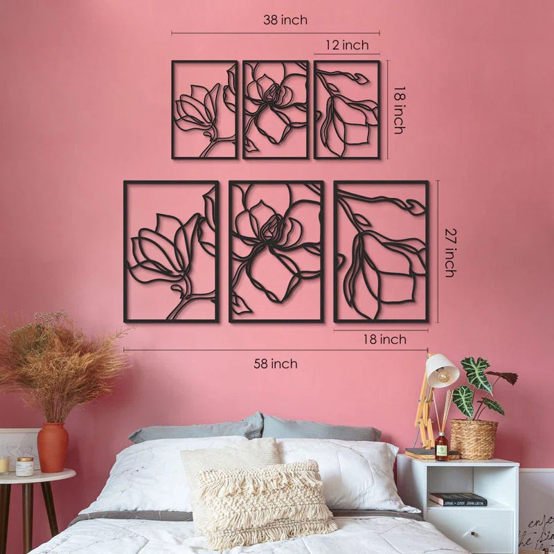 Metal Floral Wall Decor Set - 3 Piece Wall Art
