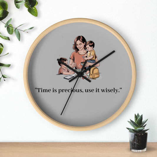 Inspirational Wall Clock for Moms, Family Timepiece, Gift for Mother's Day, Home Decor, Time Management Motivational Wall Art