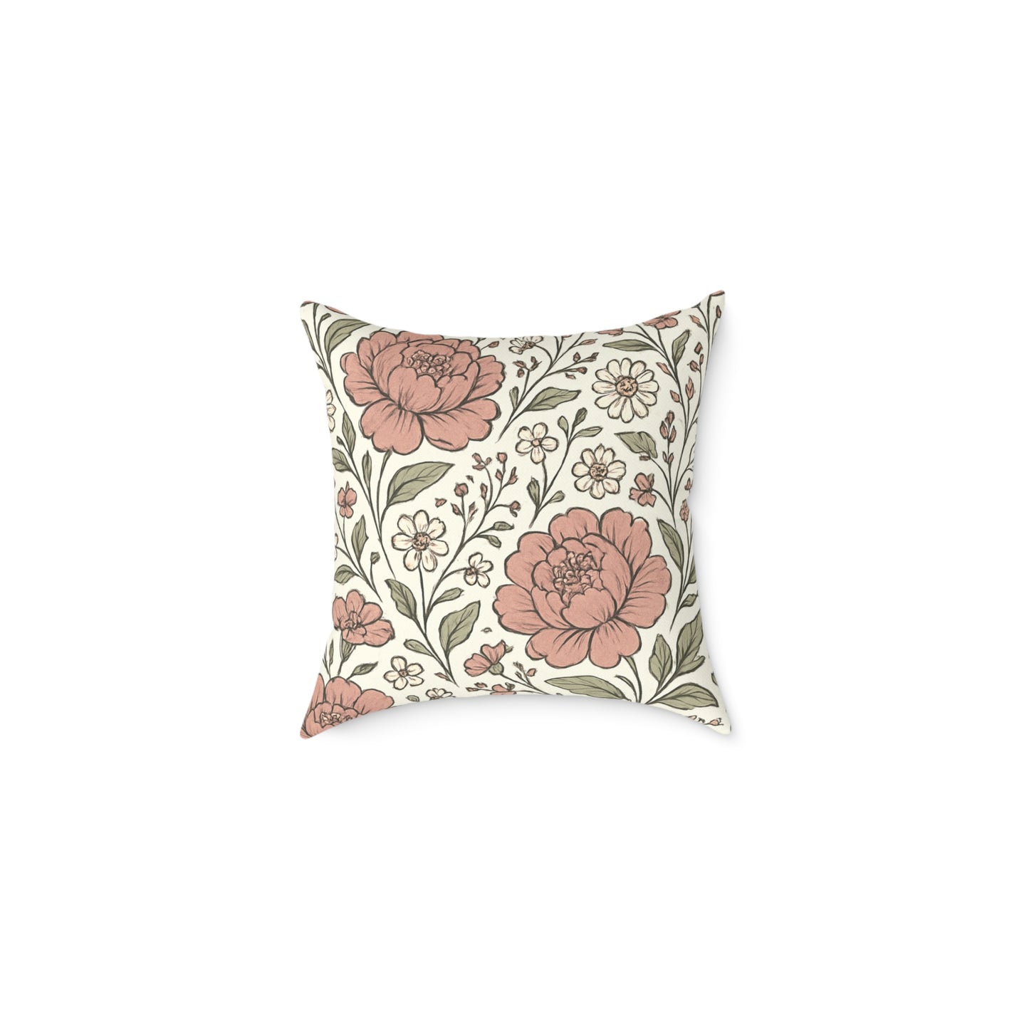 Boho Floral Square Pillow, Decorative Throw Pillow, Couch Cushion, Home Decor, Gift for Her, Cozy Living Room Accent