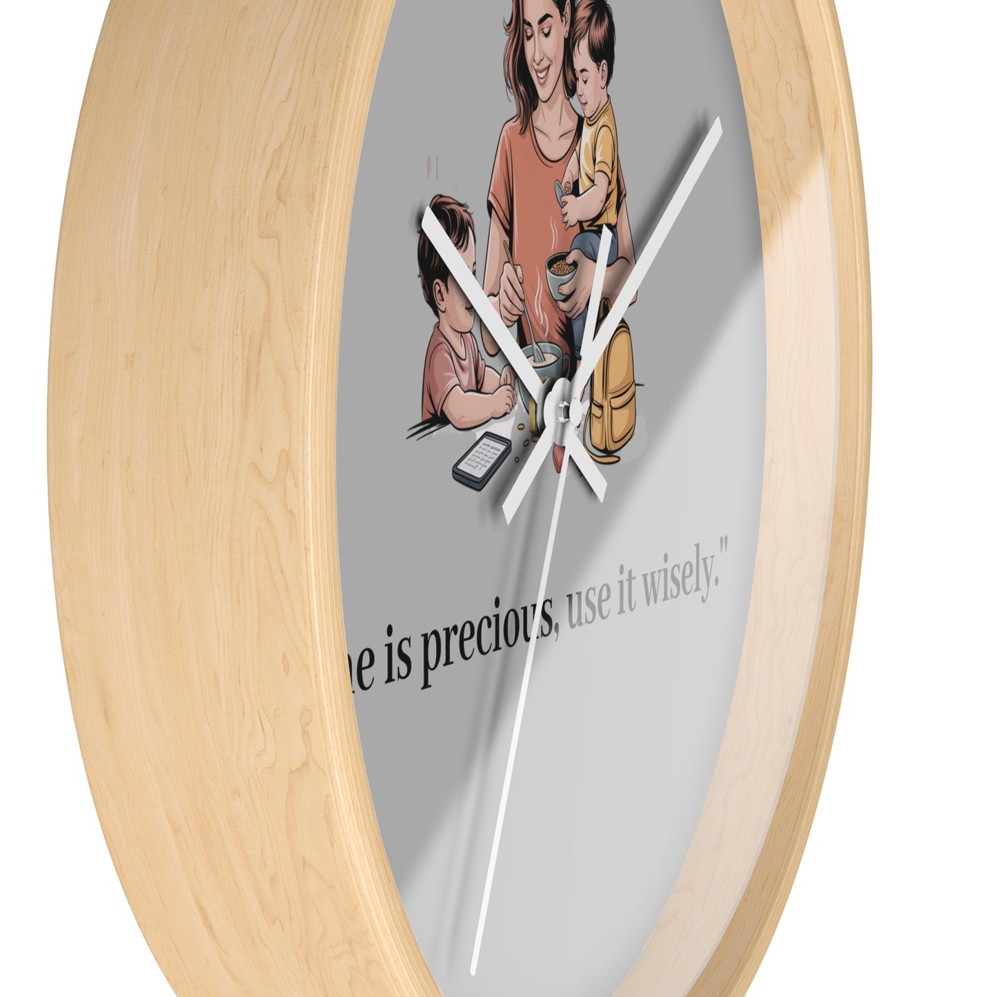 Inspirational Wall Clock for Moms, Family Timepiece, Gift for Mother's Day, Home Decor, Time Management Motivational Wall Art