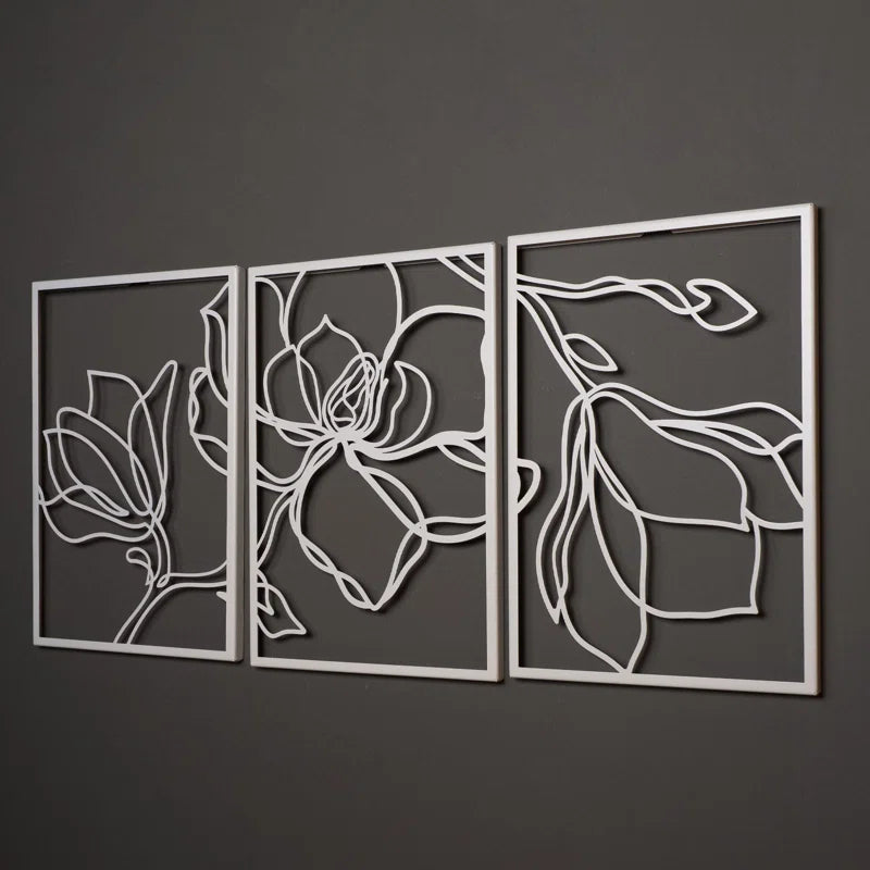Metal Floral Wall Decor Set - 3 Piece Wall Art