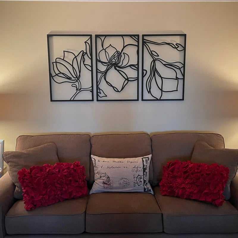 Metal Floral Wall Decor Set - 3 Piece Wall Art