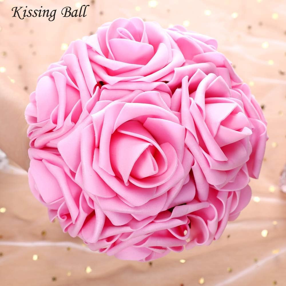 Artificial Flowers 25Pcs Real Looking Fake Roses with Stems for DIY Wedding Bouquets Baby Shower Centerpieces Floral Arrangements Party Tables Home Decorations
