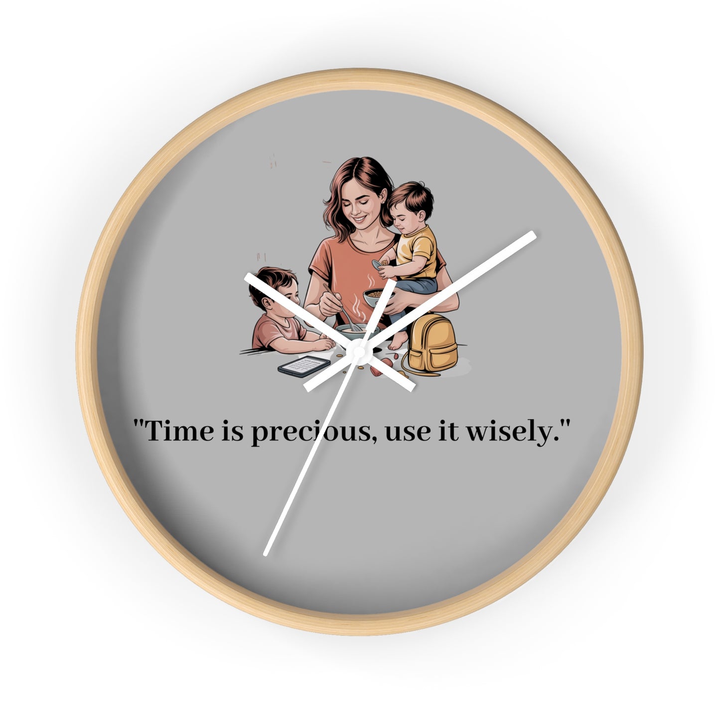 Inspirational Wall Clock for Moms, Family Timepiece, Gift for Mother's Day, Home Decor, Time Management Motivational Wall Art