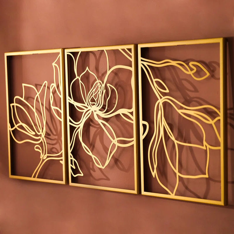 Metal Floral Wall Decor Set - 3 Piece Wall Art
