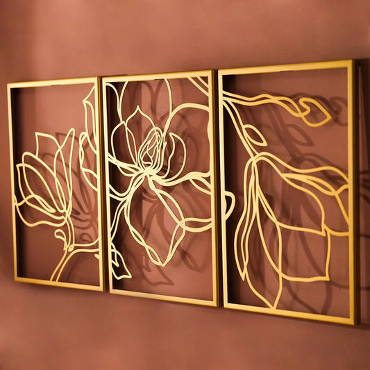 Metal Floral Wall Decor Set - 3 Piece Wall Art